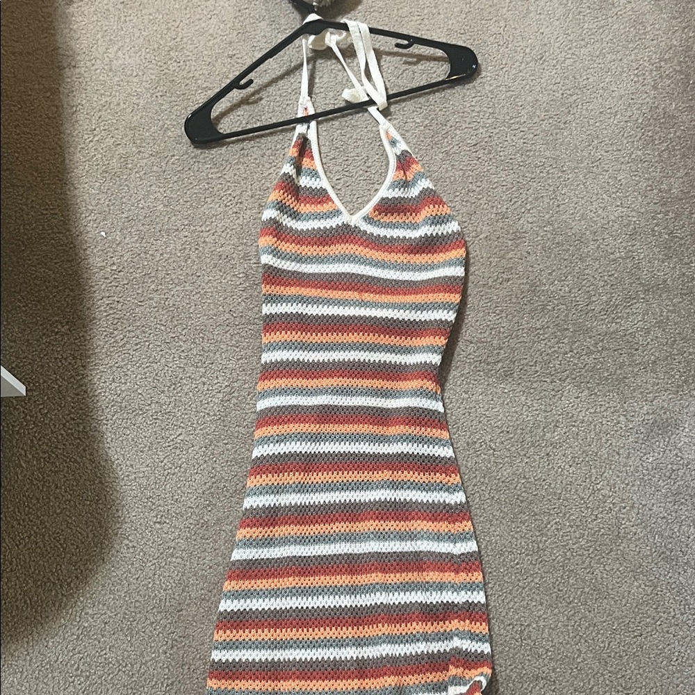 Multicolor Striped Backless Knit Dress